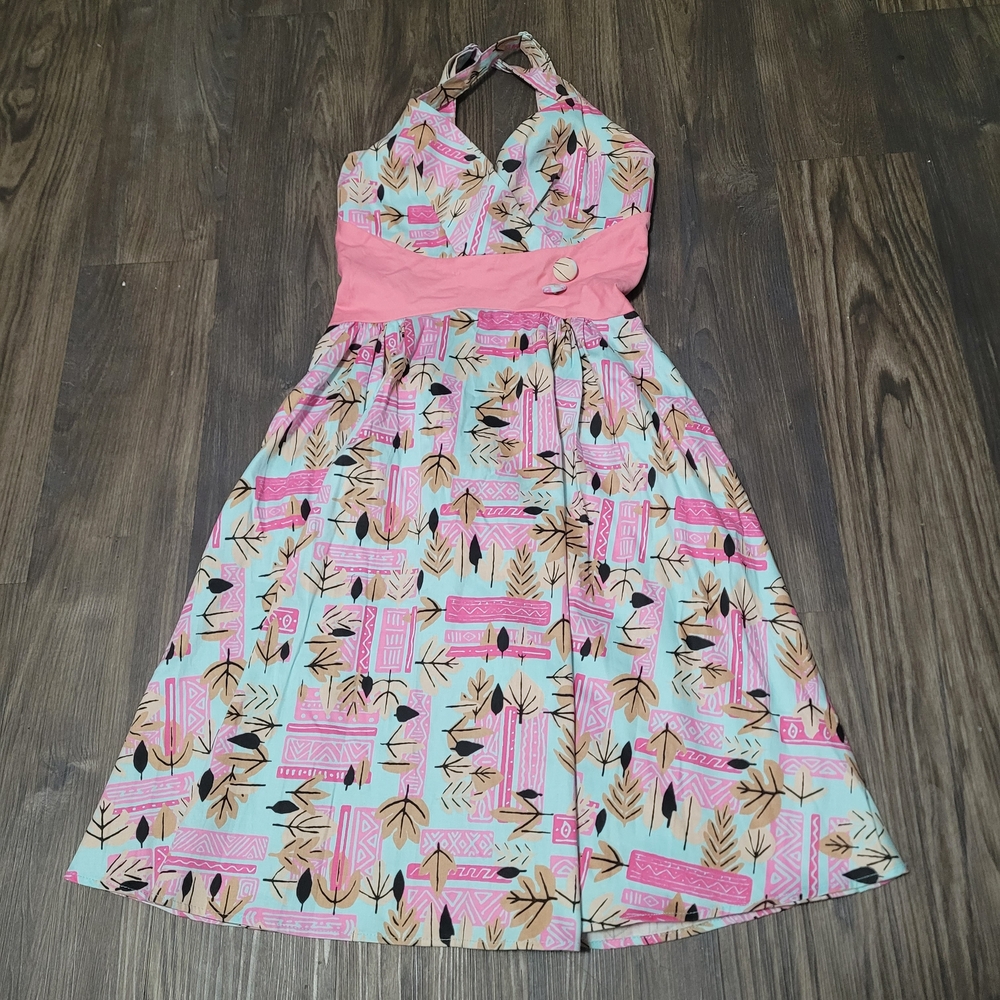 Pinup Tatyana Laura Byrnes Grace Swing Dress in the Atomic Tiki XS